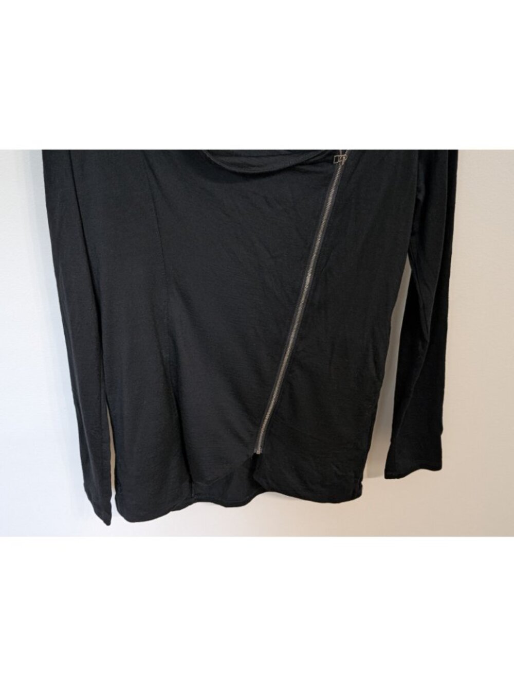 Ibex Freya Full-Zip Merino Wool Black Cardigan Women's M Cowl Neck Pockets - Picture 3 of 10